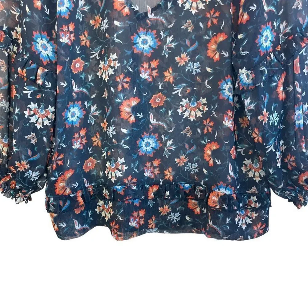 Mango Suit Collection Semi Sheer Mini Ruffle Top - Picture 7 of 9